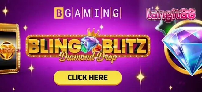 Tampilan visual slot Bling Blitz Diamond Drop dengan latar belakang gelap dan simbol berlian yang berkilau.